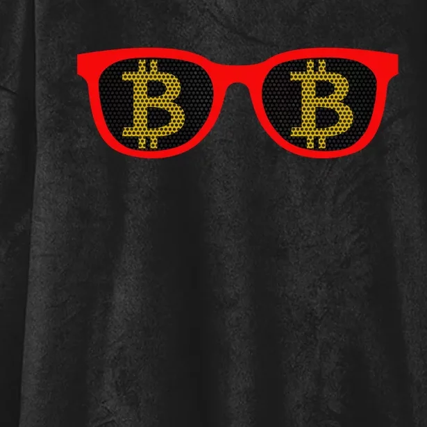 Bitcoin Glasses Hooded Wearable Blanket