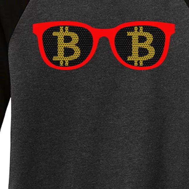 Bitcoin Glasses Women's Tri-Blend 3/4-Sleeve Raglan Shirt