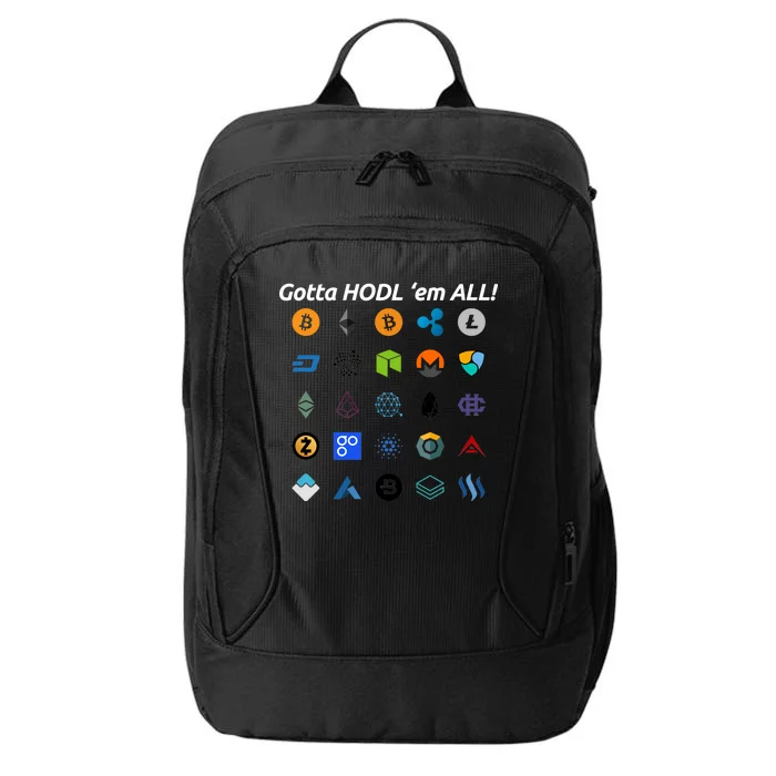 Bitcoin Litecoin Gotta Hodl Em All Cryptocurrency Logos City Backpack