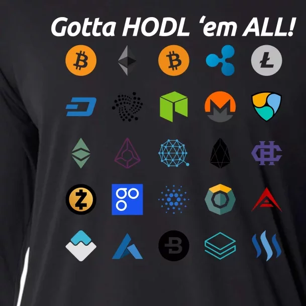 Bitcoin Litecoin Gotta Hodl Em All Cryptocurrency Logos Cooling Performance Long Sleeve Crew