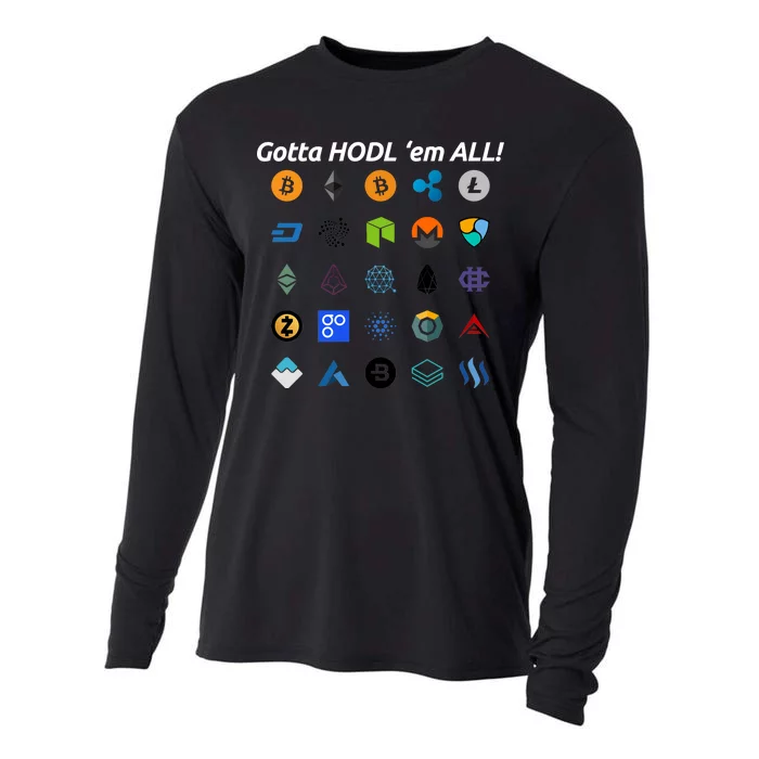 Bitcoin Litecoin Gotta Hodl Em All Cryptocurrency Logos Cooling Performance Long Sleeve Crew