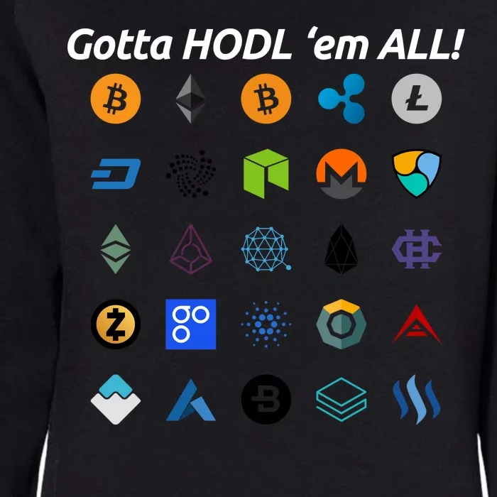 Bitcoin Litecoin Gotta Hodl Em All Cryptocurrency Logos Womens California Wash Sweatshirt