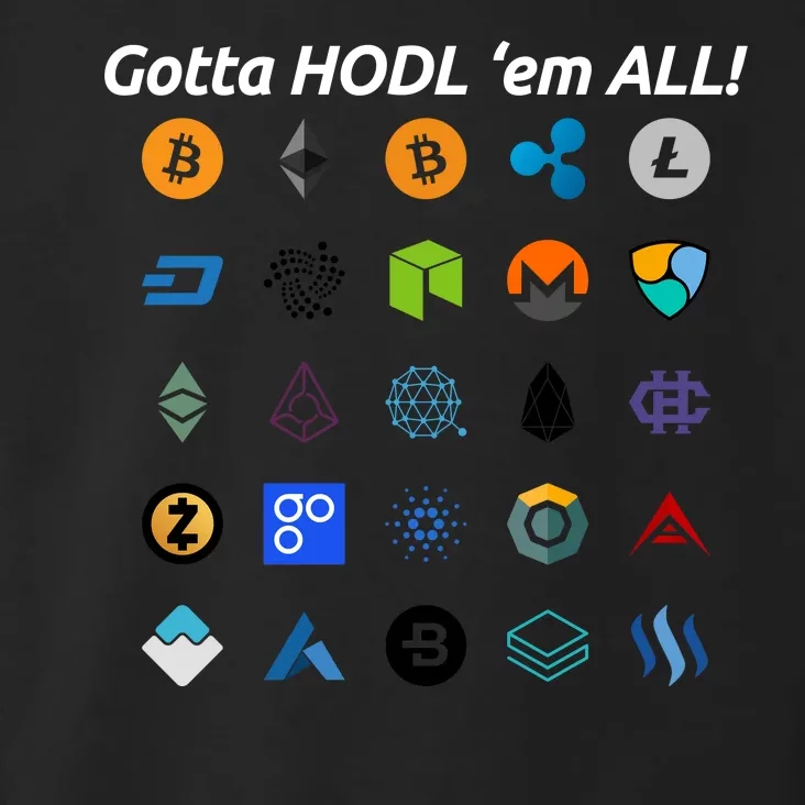 Bitcoin Litecoin Gotta Hodl Em All Cryptocurrency Logos Toddler Hoodie