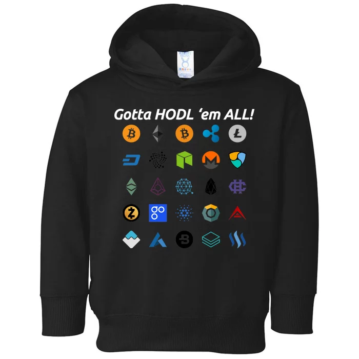 Bitcoin Litecoin Gotta Hodl Em All Cryptocurrency Logos Toddler Hoodie