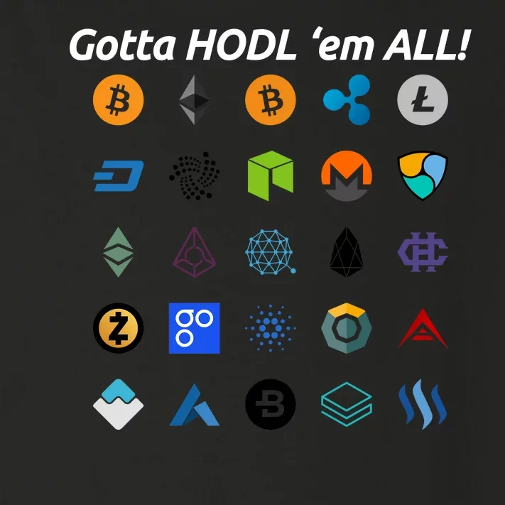 Bitcoin Litecoin Gotta Hodl Em All Cryptocurrency Logos Toddler Long Sleeve Shirt