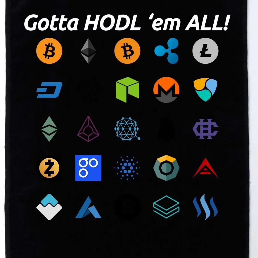 Bitcoin Litecoin Gotta Hodl Em All Cryptocurrency Logos Platinum Collection Golf Towel