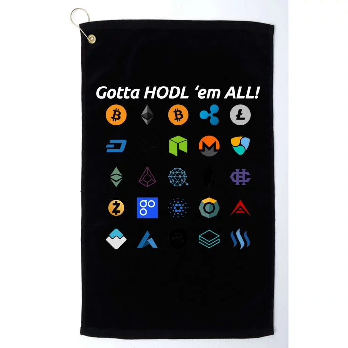 Bitcoin Litecoin Gotta Hodl Em All Cryptocurrency Logos Platinum Collection Golf Towel