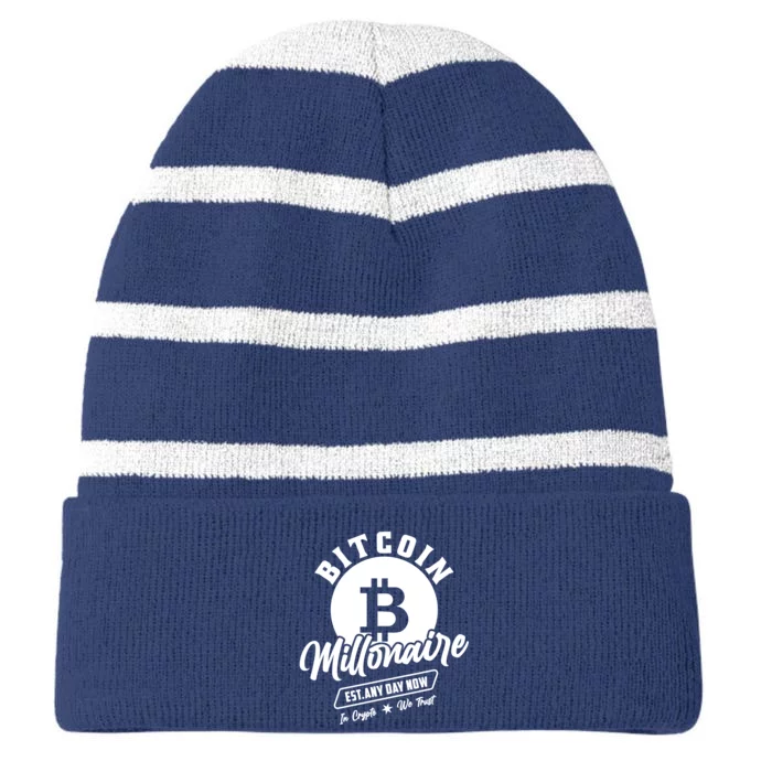 Bitcoin Millionaire In Crypto We Trust Striped Beanie with Solid Band