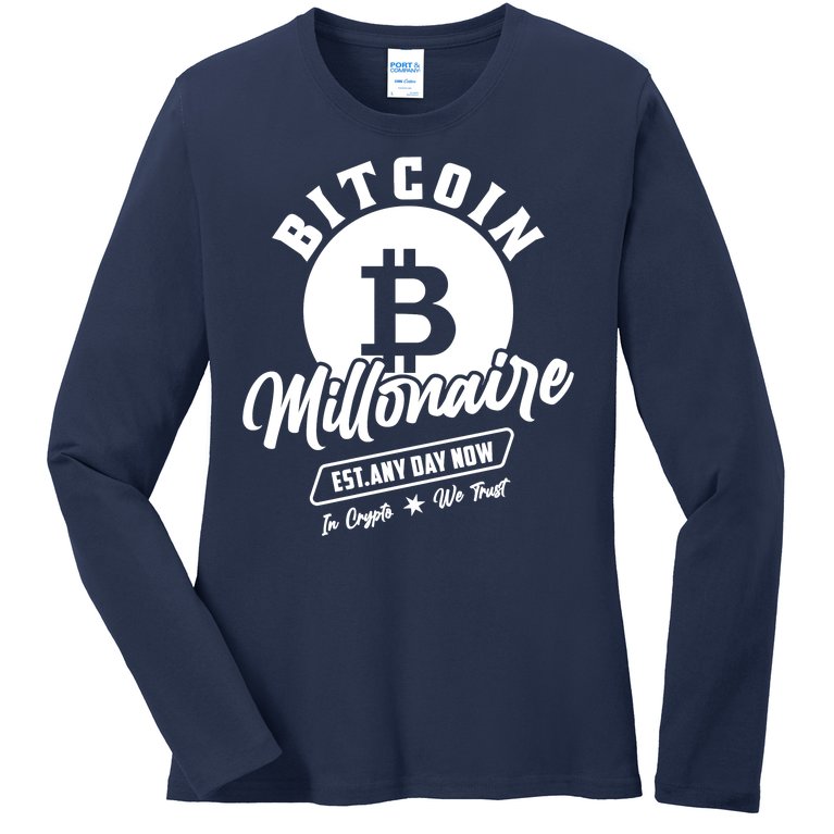 Bitcoin Millionaire In Crypto We Trust Ladies Missy Fit Long Sleeve Shirt