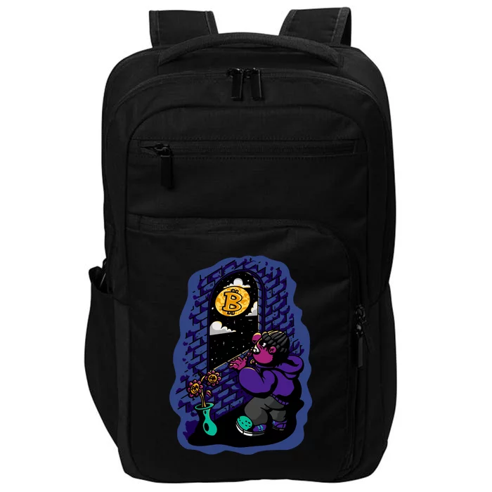 Bitcoin Moon Cartoon Impact Tech Backpack