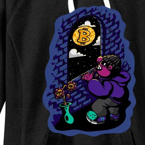 Bitcoin Moon Cartoon Women's Fleece Hoodie