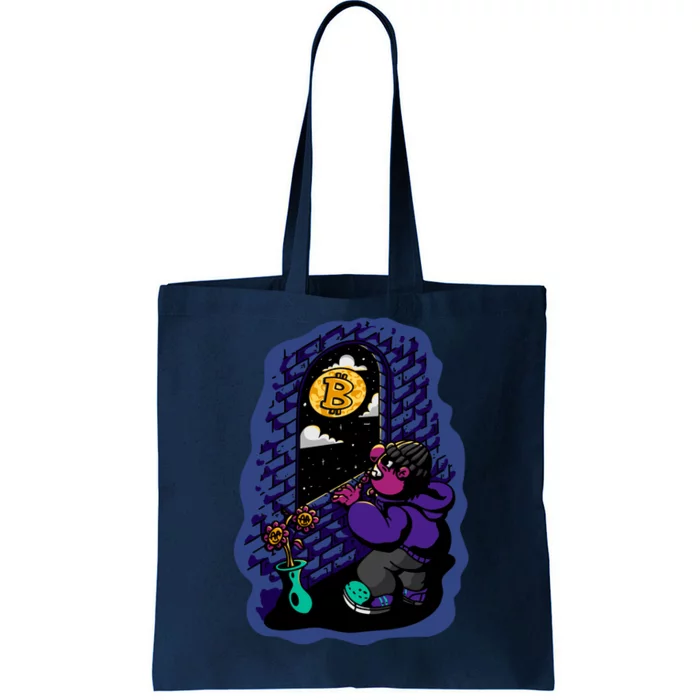 Bitcoin Moon Cartoon Tote Bag