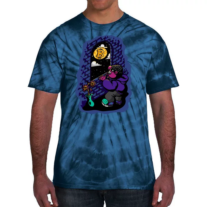 Bitcoin Moon Cartoon Tie-Dye T-Shirt