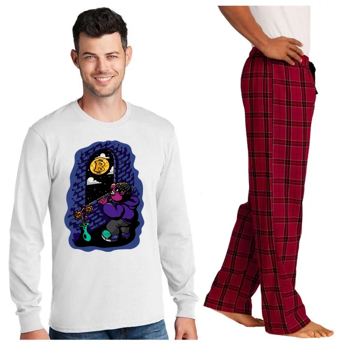 Bitcoin Moon Cartoon Long Sleeve Pajama Set