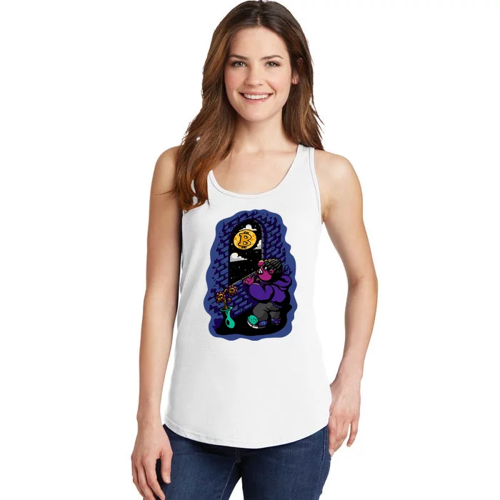 Bitcoin Moon Cartoon Ladies Essential Tank