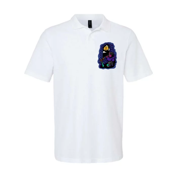 Bitcoin Moon Cartoon Softstyle Adult Sport Polo