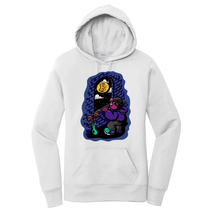 Bitcoin Moon Cartoon Women's Pullover Hoodie