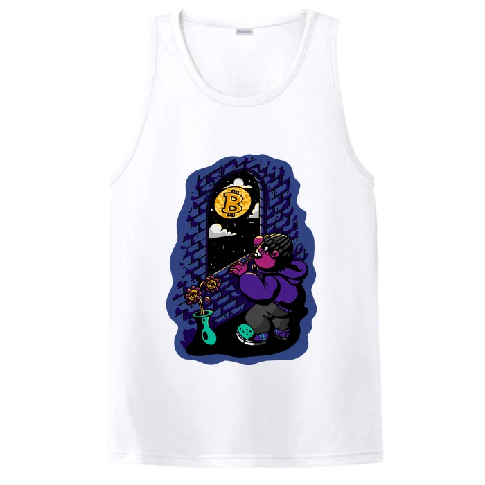 Bitcoin Moon Cartoon Performance Tank