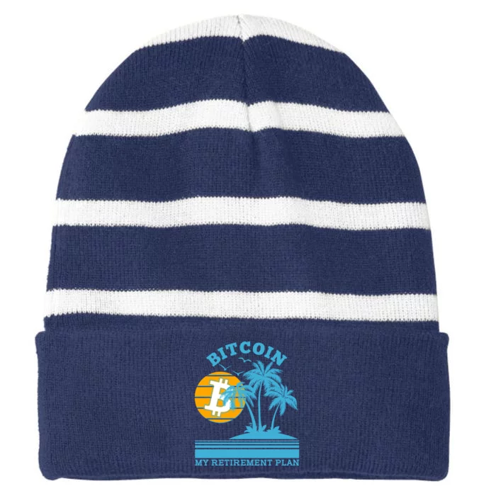 Bitcoin My Retirement Plan Striped Beanie with Solid Band