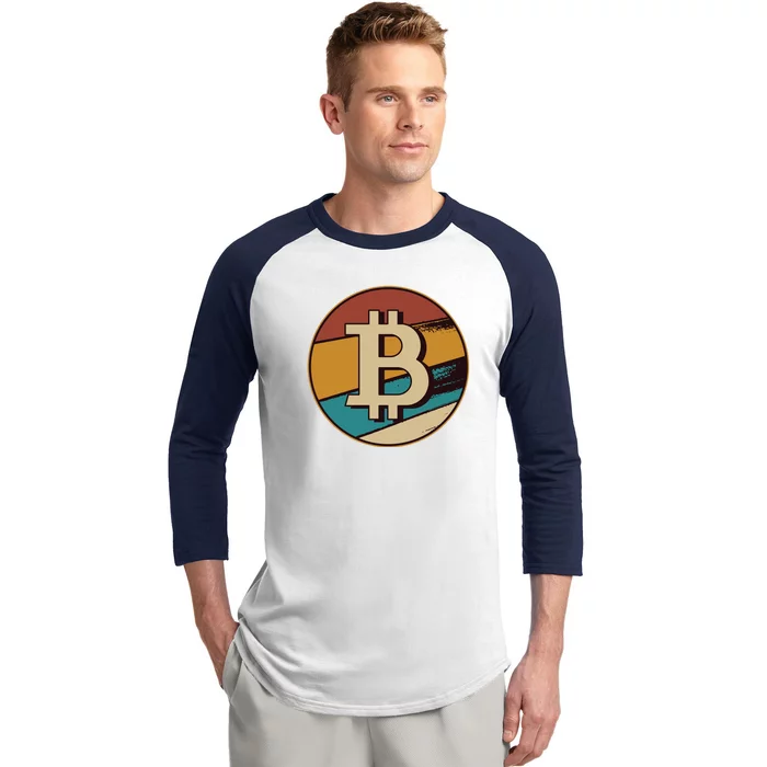 Bitcoin Retro Logo Baseball Sleeve Shirt