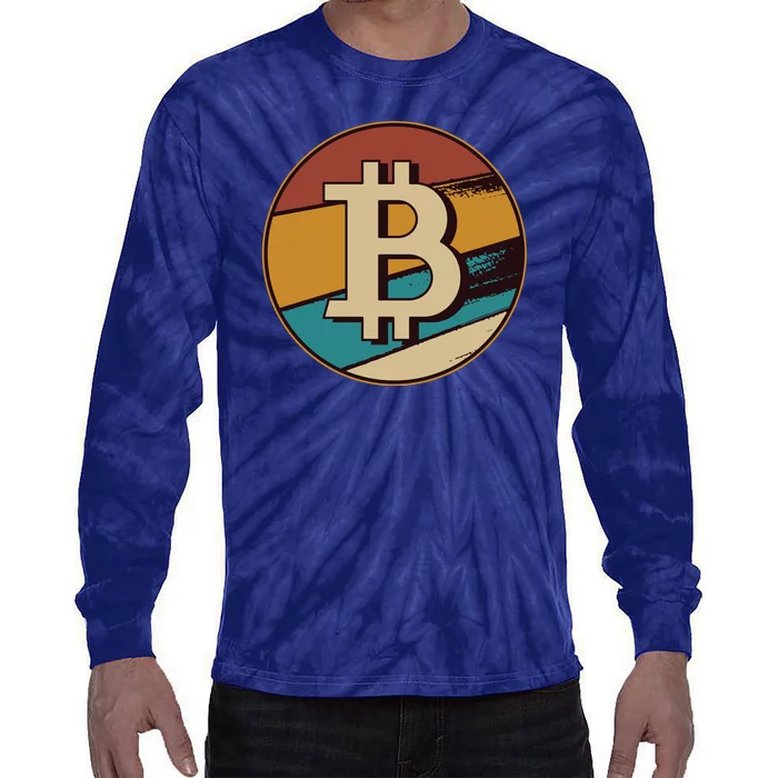 Bitcoin Retro Logo Tie-Dye Long Sleeve Shirt