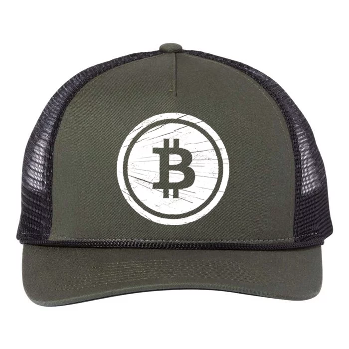 Bitcoin Symbol Retro Rope Trucker Hat Cap