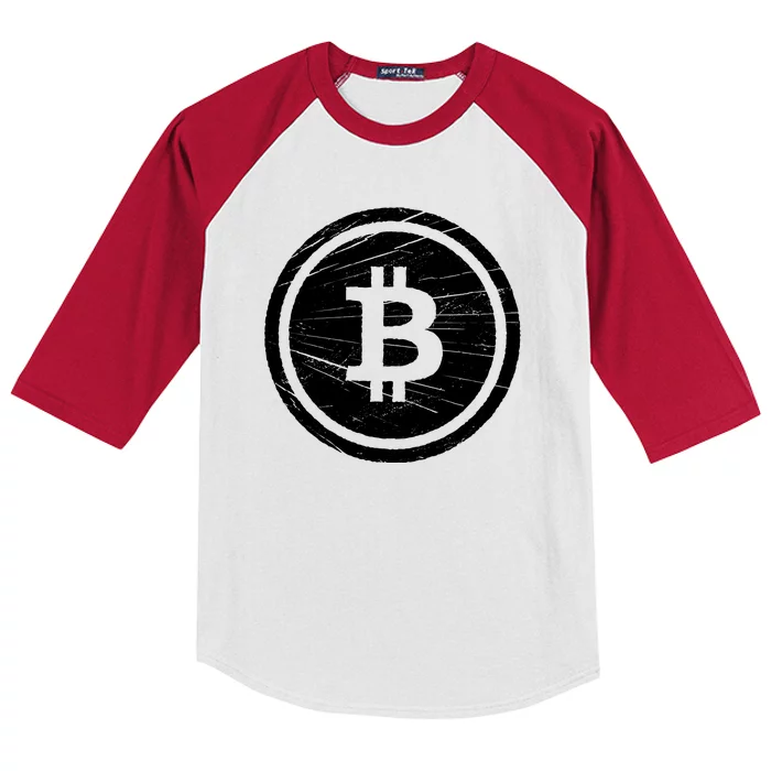 Bitcoin Symbol Kids Colorblock Raglan Jersey