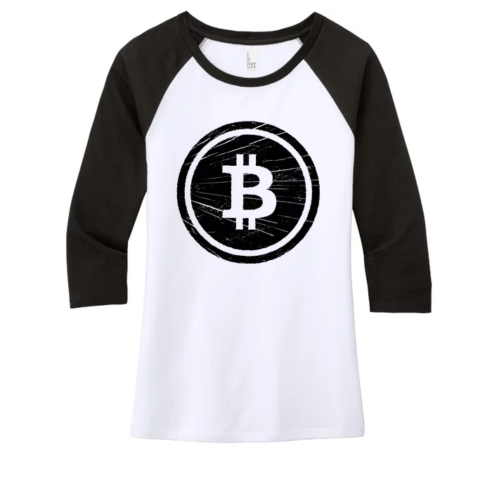 Bitcoin Symbol Women's Tri-Blend 3/4-Sleeve Raglan Shirt