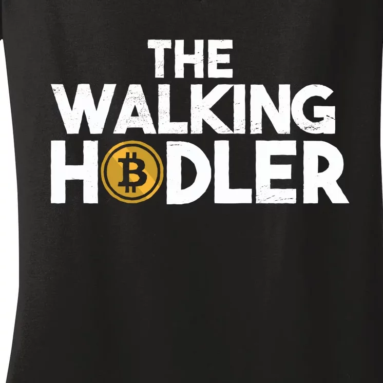 Bitcoin The Walking Holder Women's V-Neck T-Shirt