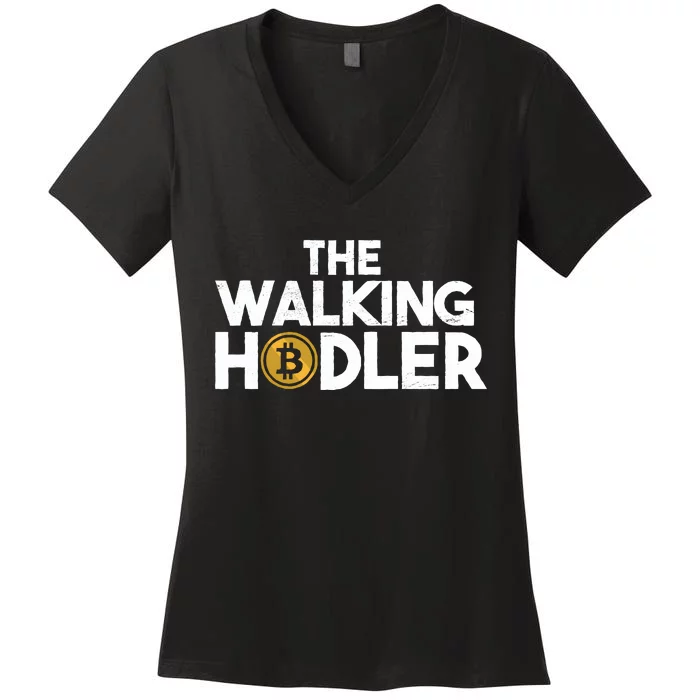 Bitcoin The Walking Holder Women's V-Neck T-Shirt