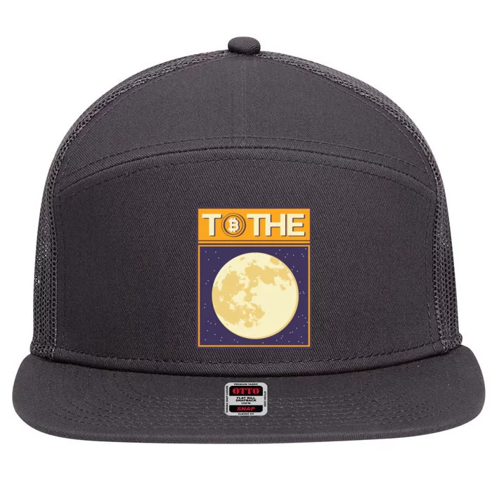 Bitcoin To The Moon 7 Panel Mesh Trucker Snapback Hat