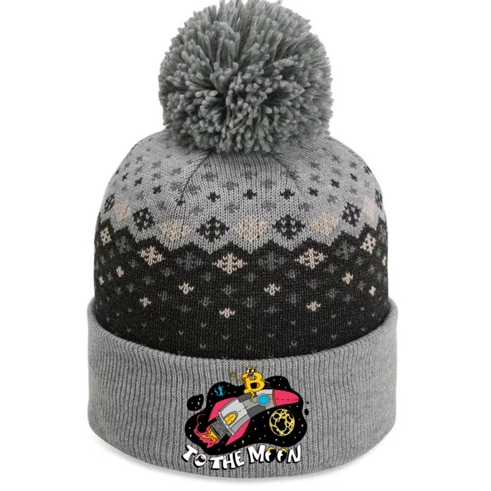 Bitcoin To The Moon Rocket The Baniff Cuffed Pom Beanie