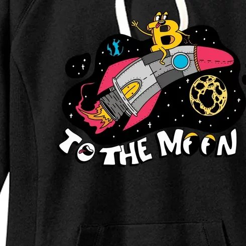 Bitcoin To The Moon Rocket Women's Fleece Hoodie