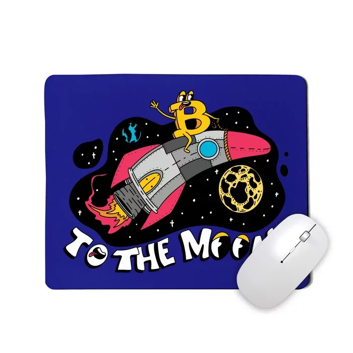 Bitcoin To The Moon Rocket Mousepad