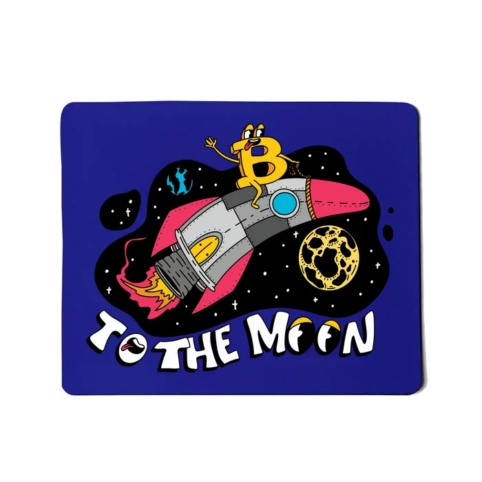 Bitcoin To The Moon Rocket Mousepad