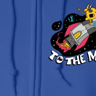 Bitcoin To The Moon Rocket Full Zip Hoodie