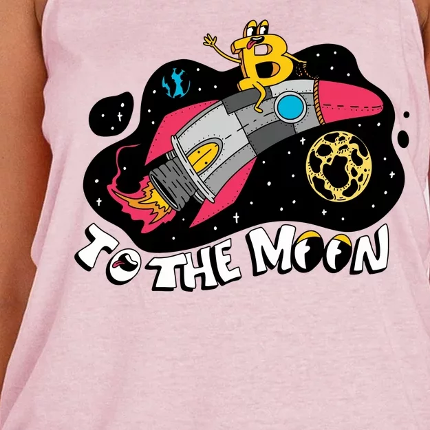 Bitcoin To The Moon Rocket Women's Knotted Racerback Tank