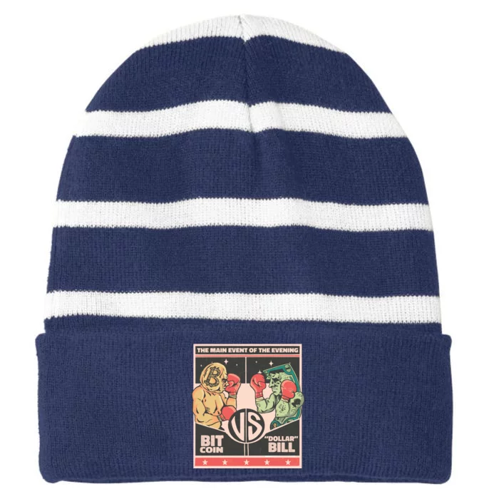 Bitcoin Vs Dollar Striped Beanie with Solid Band