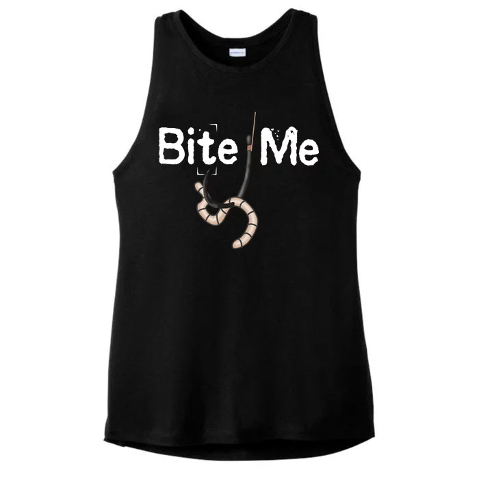 Bite Me Fish Hook Ladies Tri-Blend Wicking Tank