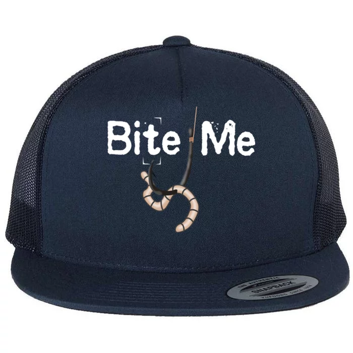 Bite Me Fish Hook Flat Bill Trucker Hat