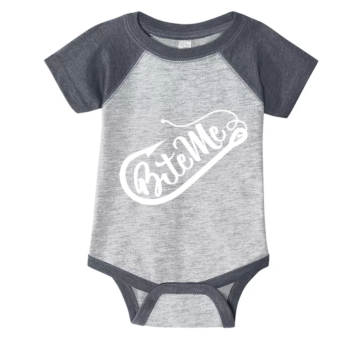 Bite Me Fish Hook Funny Fishing Infant Baby Jersey Bodysuit