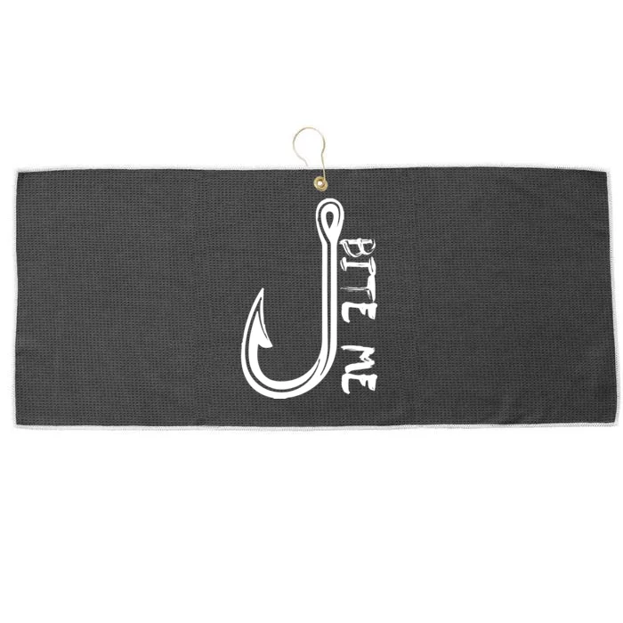 Bite Me Fishing Hook Large Microfiber Waffle Golf Towel