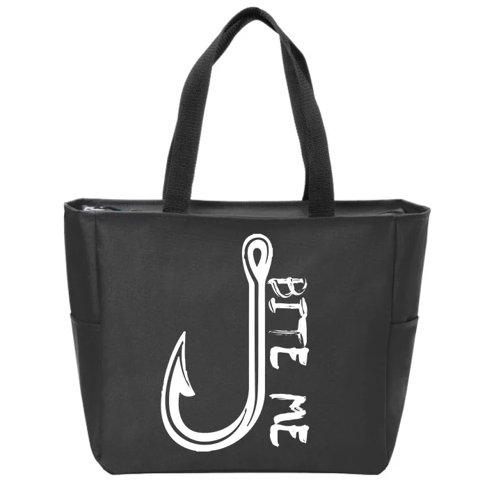 Bite Me Fishing Hook Zip Tote Bag