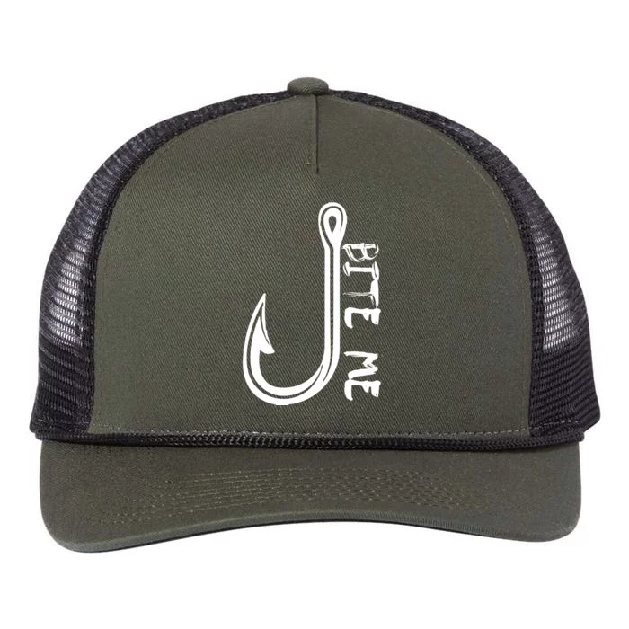 Bite Me Fishing Hook Retro Rope Trucker Hat Cap