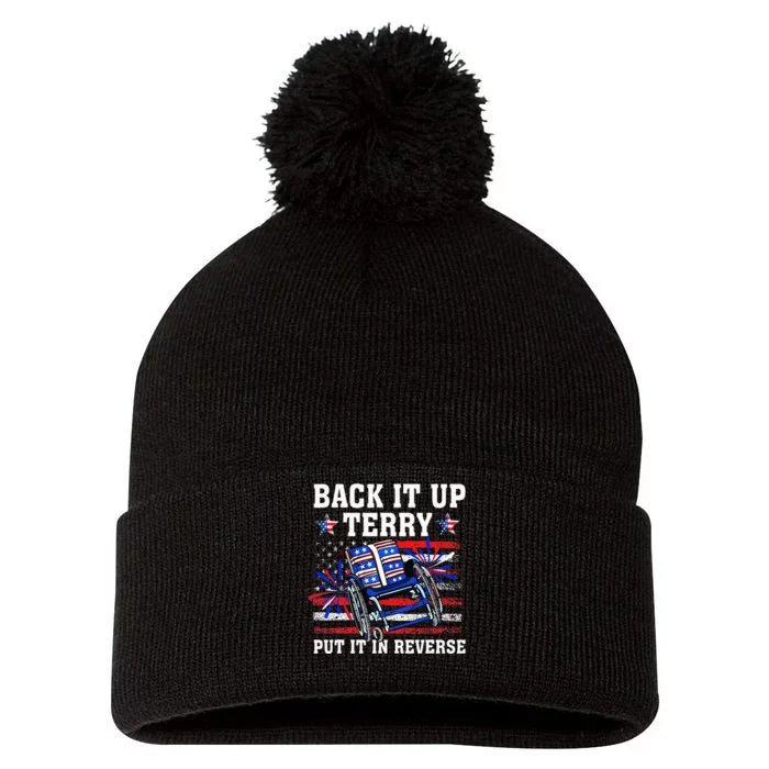 Back It Up Terry Put It In Reverse Funny 4th Of July US Flag Pom Pom 12in Knit Beanie