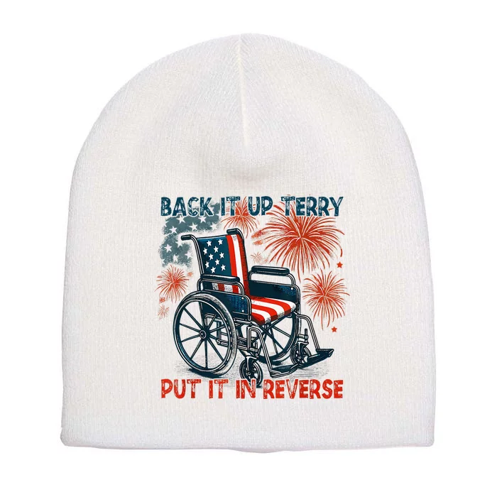 Back It Up Terry Put It In Reverse Fireworks Fun 4th Of July Short Acrylic Beanie