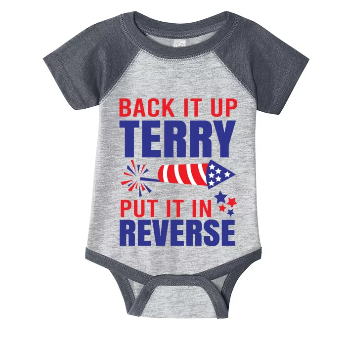 Back It Up Terry Put It In Reverse Funny 4th Of July America Independence Day Infant Baby Jersey Bodysuit