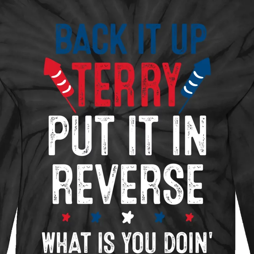 Back It Up Terry Put It In Reverse Fireworks Fun 4th Of July Tie-Dye Long Sleeve Shirt