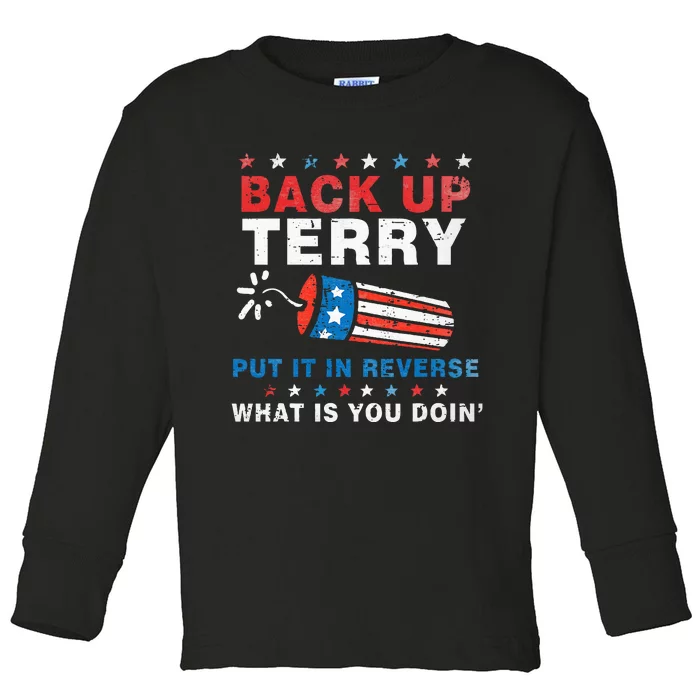 Back It Up Terry Put It In Reverse July 4th Fireworks Terry Toddler Long Sleeve Shirt