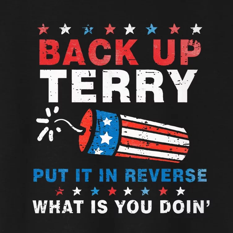 Back It Up Terry Put It In Reverse July 4th Fireworks Terry Women's Crop Top Tee